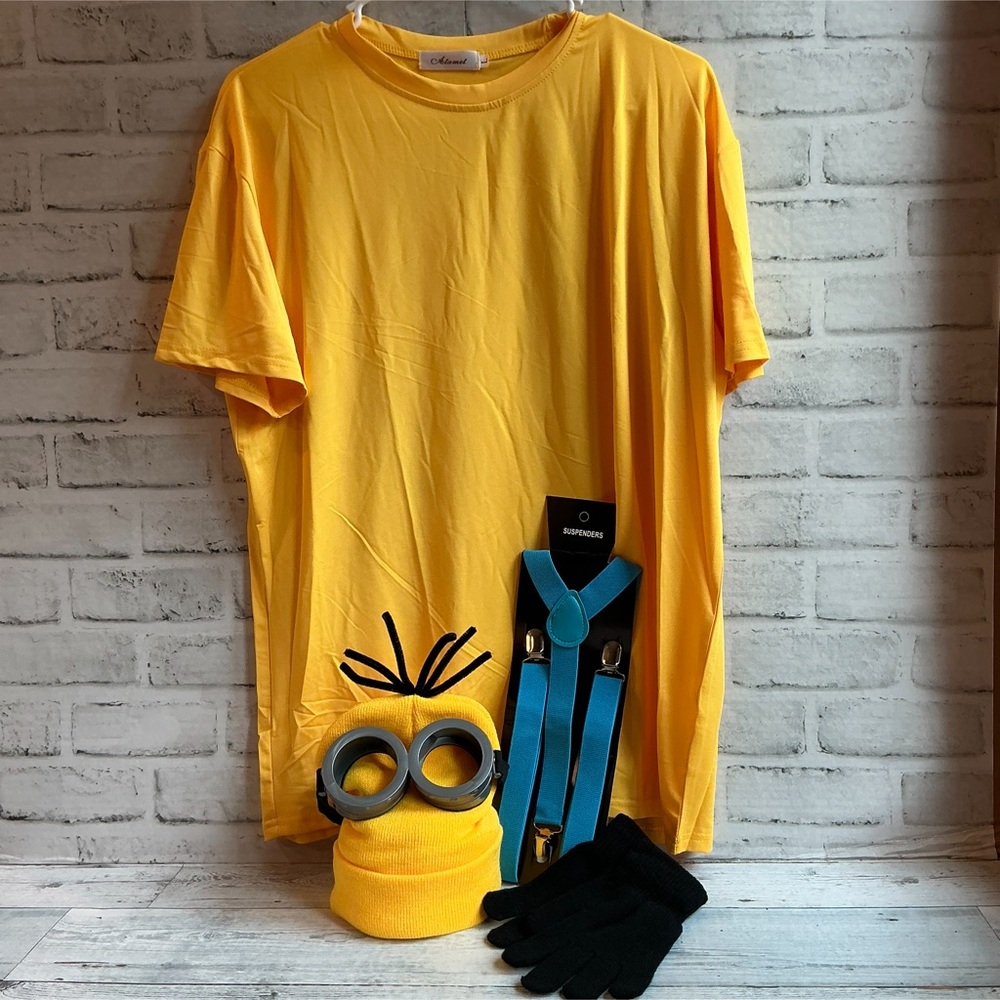 ATAMET 5 Pcs Adult Size Large Halloween Minion Costume With Accessories